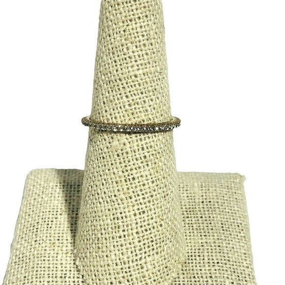 New Pave CZ Women's 7 1/4  All Around Eternity Vermeil Sterling Silver Band Ring - Picture 1 of 5